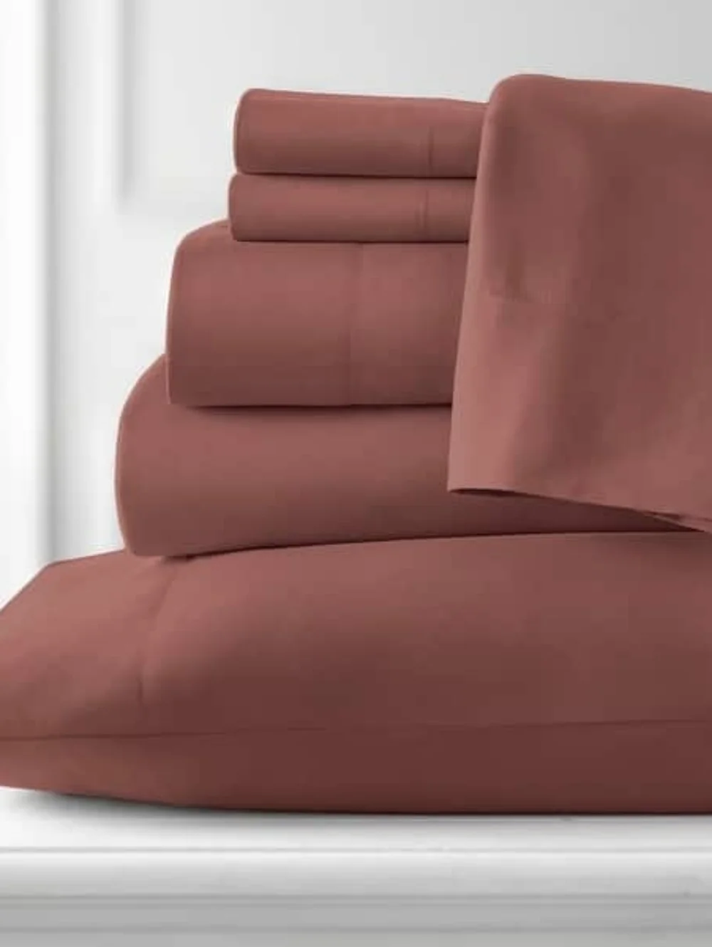 SOUTHSHORE LINENS Vilano 21-inch Extra Deep Pocket Pleated Sheet Set QN Marsala